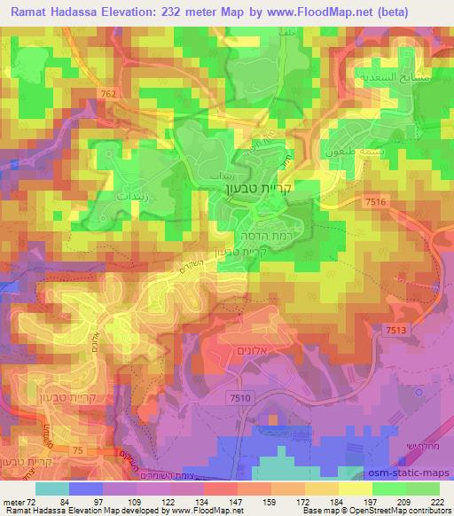 Ramat Hadassa,Israel Elevation Map