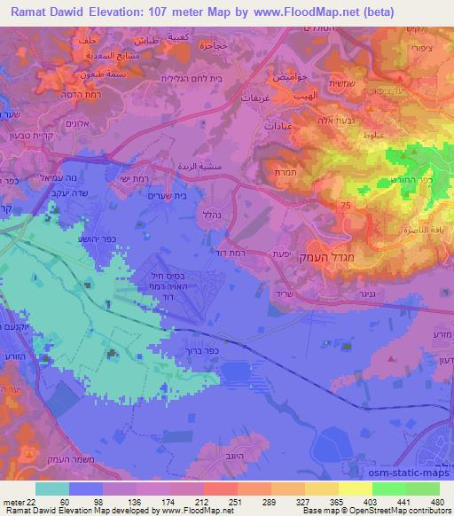 Ramat Dawid,Israel Elevation Map