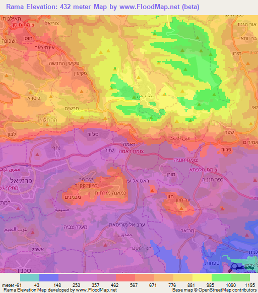 Rama,Israel Elevation Map