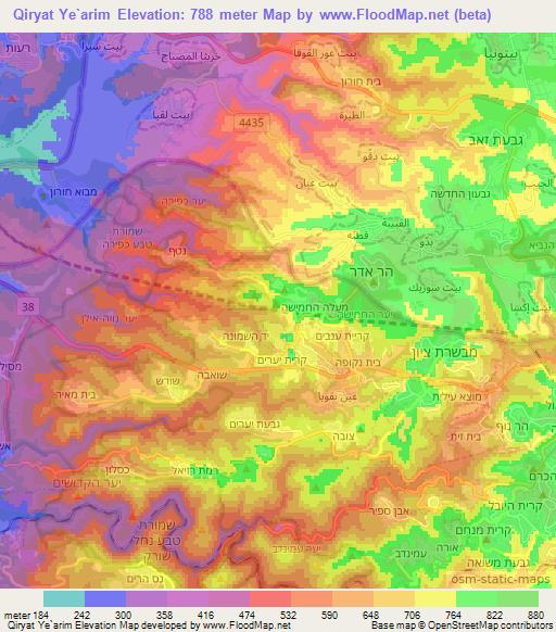 Qiryat Ye`arim,Israel Elevation Map