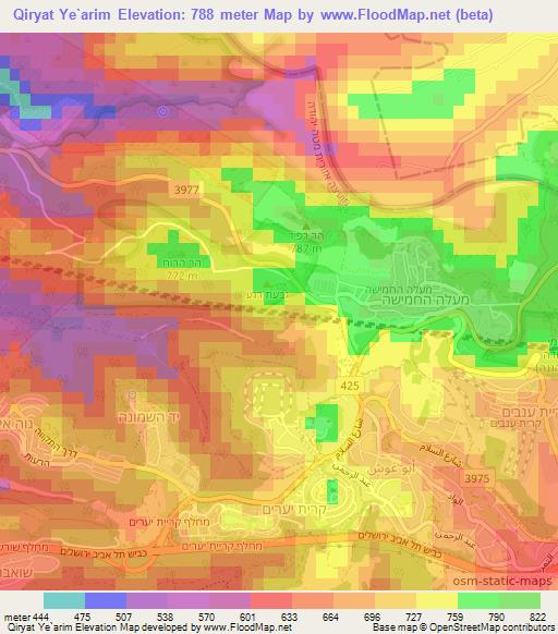 Qiryat Ye`arim,Israel Elevation Map