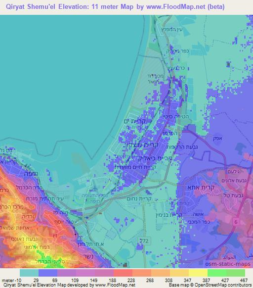 Qiryat Shemu'el,Israel Elevation Map