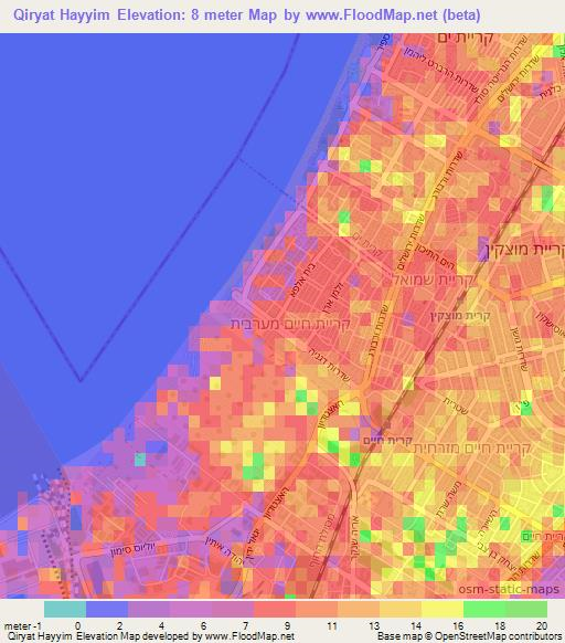 Qiryat Hayyim,Israel Elevation Map