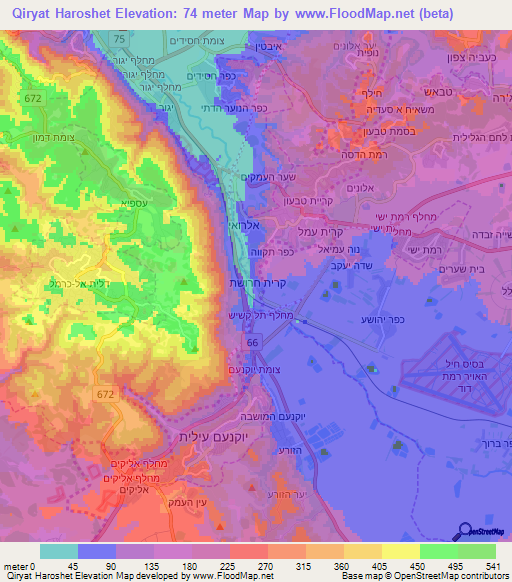 Qiryat Haroshet,Israel Elevation Map