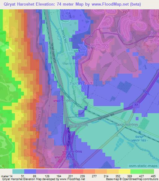Qiryat Haroshet,Israel Elevation Map