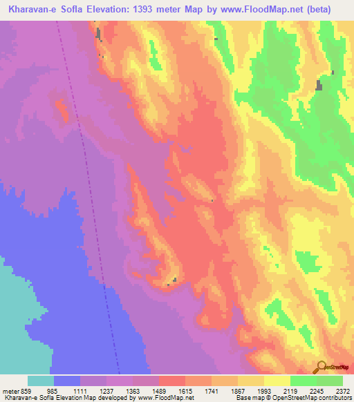 Kharavan-e Sofla,Iran Elevation Map