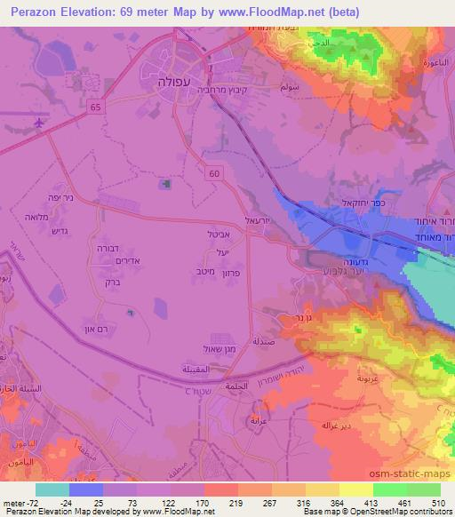 Perazon,Israel Elevation Map