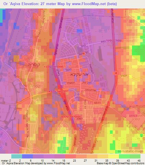 Or `Aqiva,Israel Elevation Map