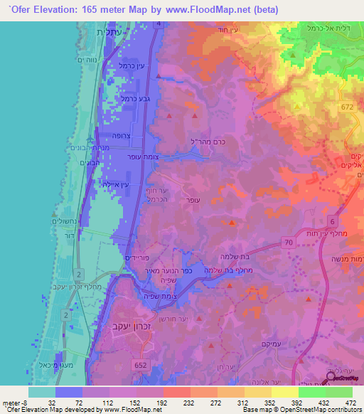 `Ofer,Israel Elevation Map