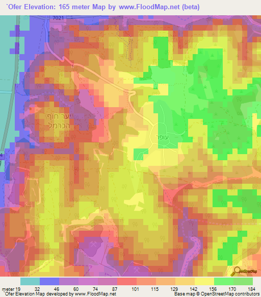 `Ofer,Israel Elevation Map