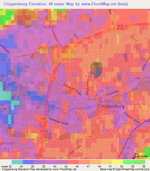 Cloppenburg,Germany Elevation Map