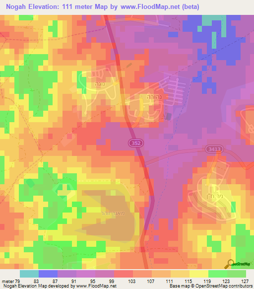 Nogah,Israel Elevation Map