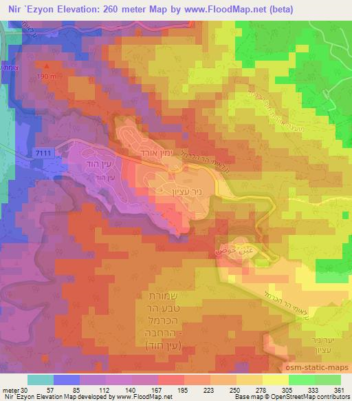 Nir `Ezyon,Israel Elevation Map