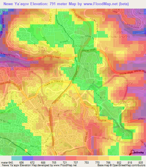 Newe Ya`aqov,Israel Elevation Map