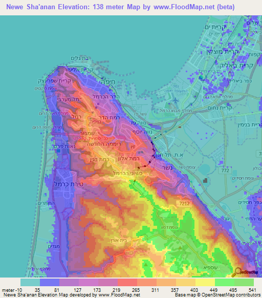 Newe Sha'anan,Israel Elevation Map