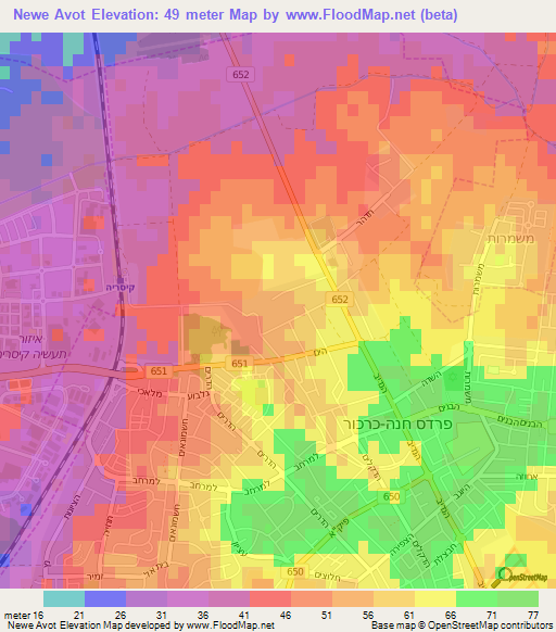 Newe Avot,Israel Elevation Map