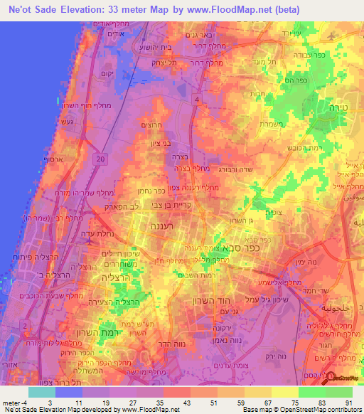 Ne'ot Sade,Israel Elevation Map