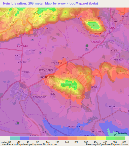 Nein,Israel Elevation Map