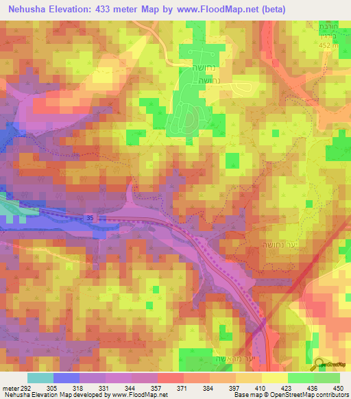 Nehusha,Israel Elevation Map
