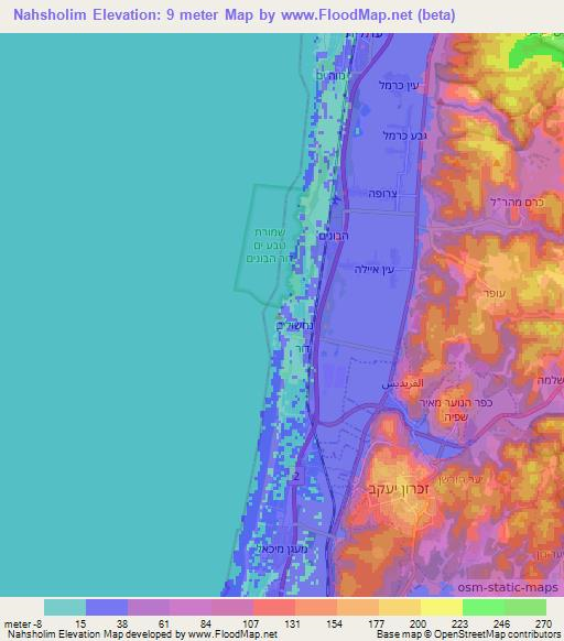 Nahsholim,Israel Elevation Map
