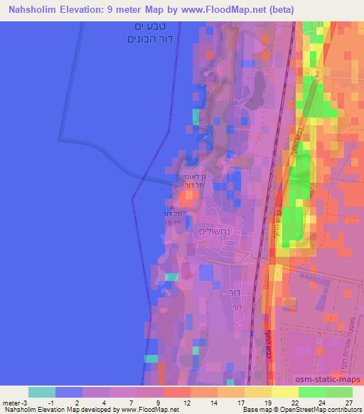 Nahsholim,Israel Elevation Map
