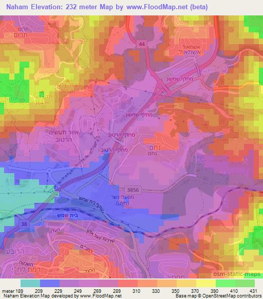 Naham,Israel Elevation Map