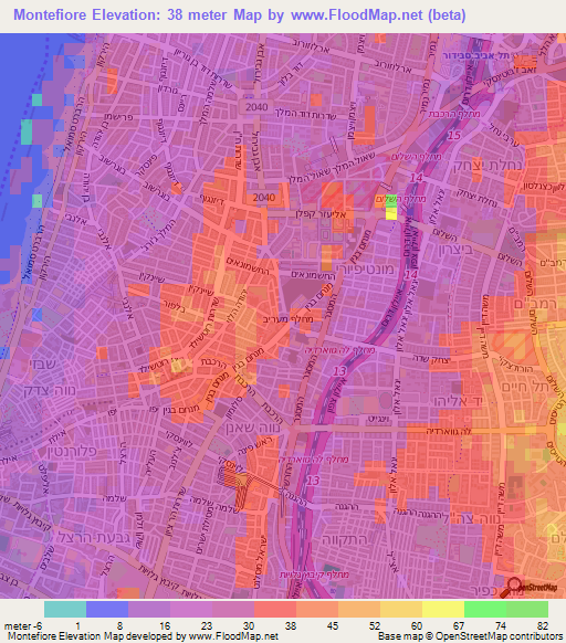 Montefiore,Israel Elevation Map