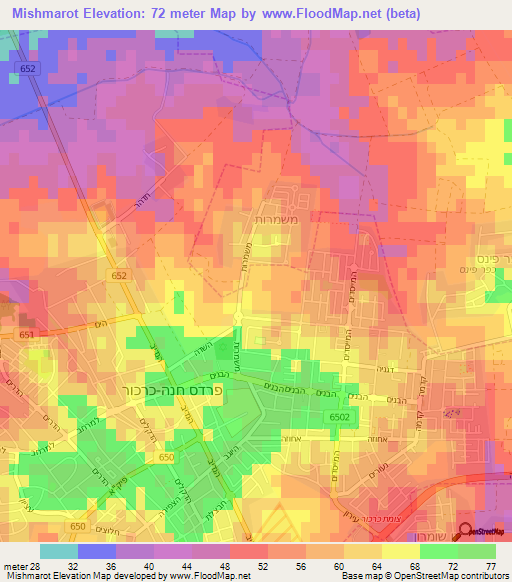 Mishmarot,Israel Elevation Map