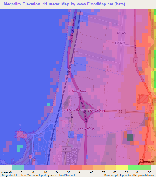 Megadim,Israel Elevation Map