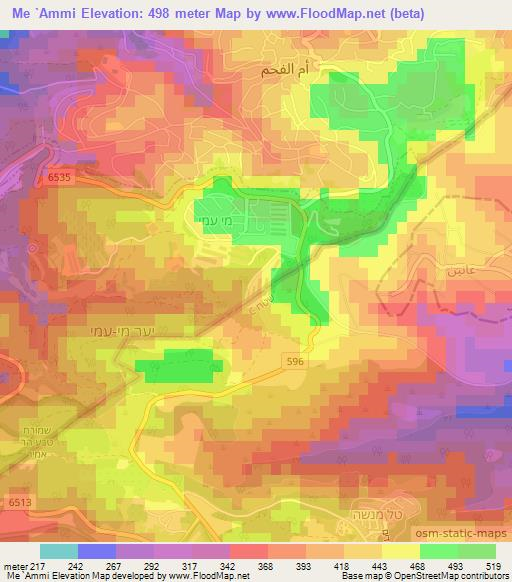 Me `Ammi,Israel Elevation Map