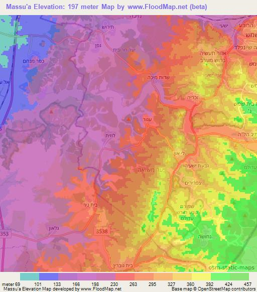 Massu'a,Israel Elevation Map