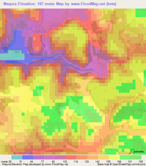 Maqura,Israel Elevation Map