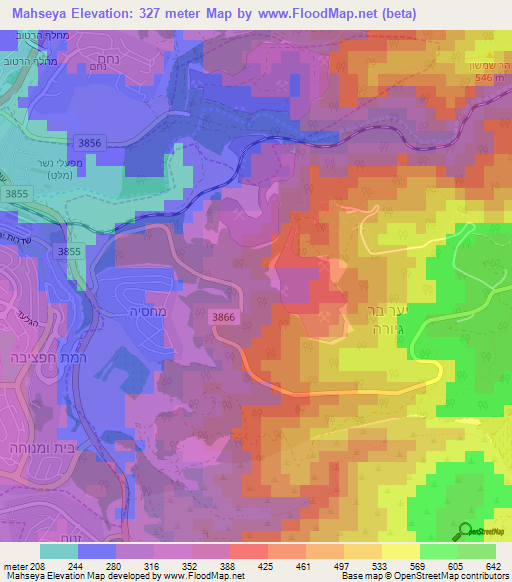 Mahseya,Israel Elevation Map