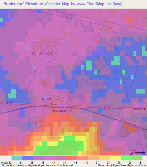 Broderstorf,Germany Elevation Map