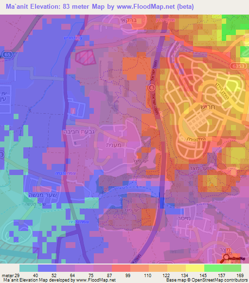 Ma`anit,Israel Elevation Map