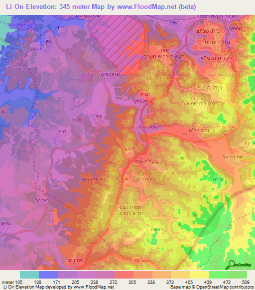 Li On,Israel Elevation Map