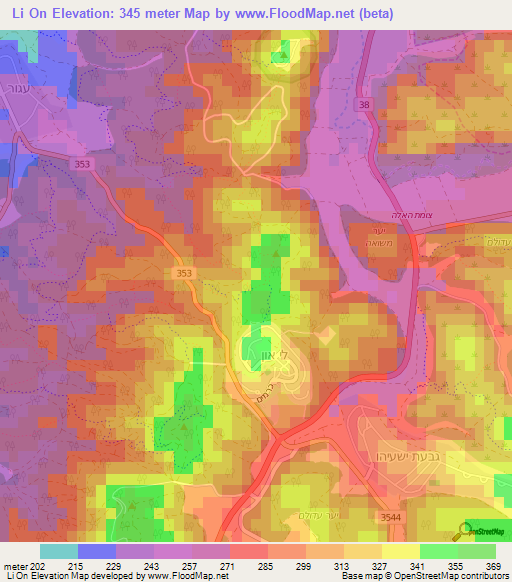 Li On,Israel Elevation Map