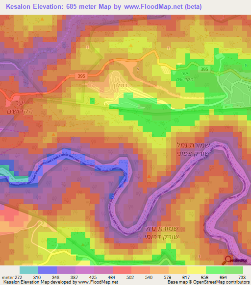 Kesalon,Israel Elevation Map