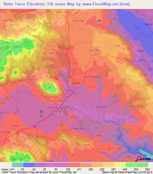 Kefar Tavor,Israel Elevation Map
