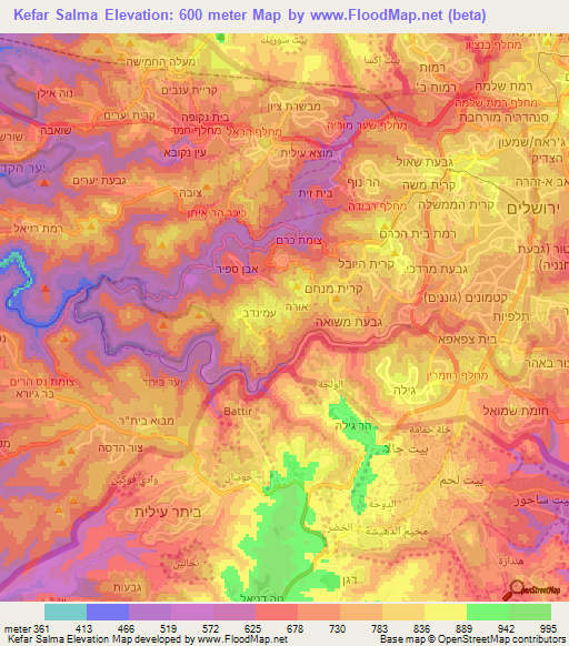 Kefar Salma,Israel Elevation Map