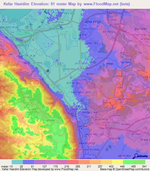 Kefar Hasidim,Israel Elevation Map