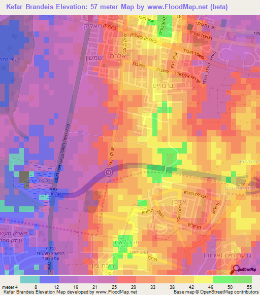 Kefar Brandeis,Israel Elevation Map