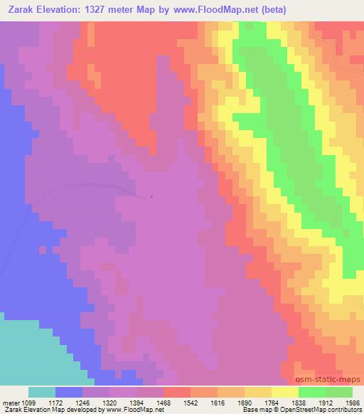 Zarak,Iran Elevation Map