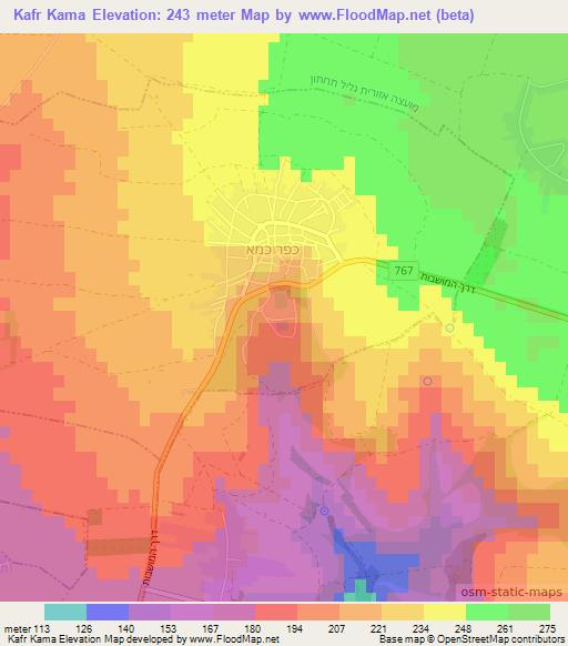 Kafr Kama,Israel Elevation Map