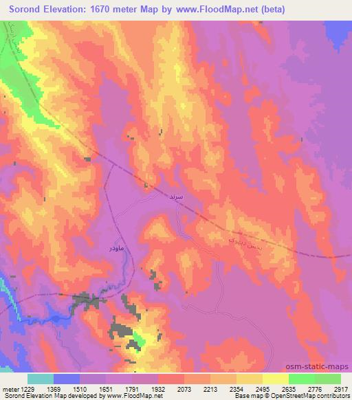 Sorond,Iran Elevation Map