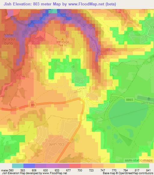Jish,Israel Elevation Map