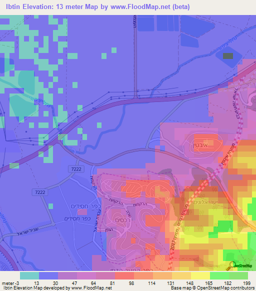 Ibtin,Israel Elevation Map