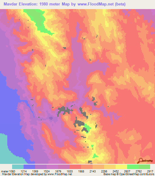 Mavdar,Iran Elevation Map