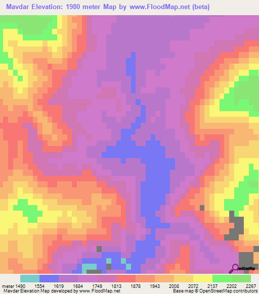 Mavdar,Iran Elevation Map