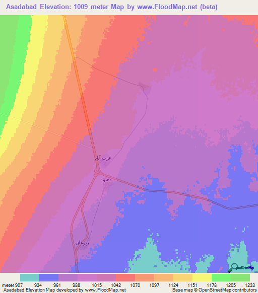 Asadabad,Iran Elevation Map
